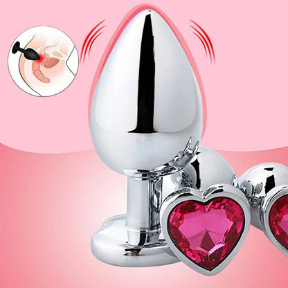 Metal Crystal Heart Shape Butt Plug Dildo