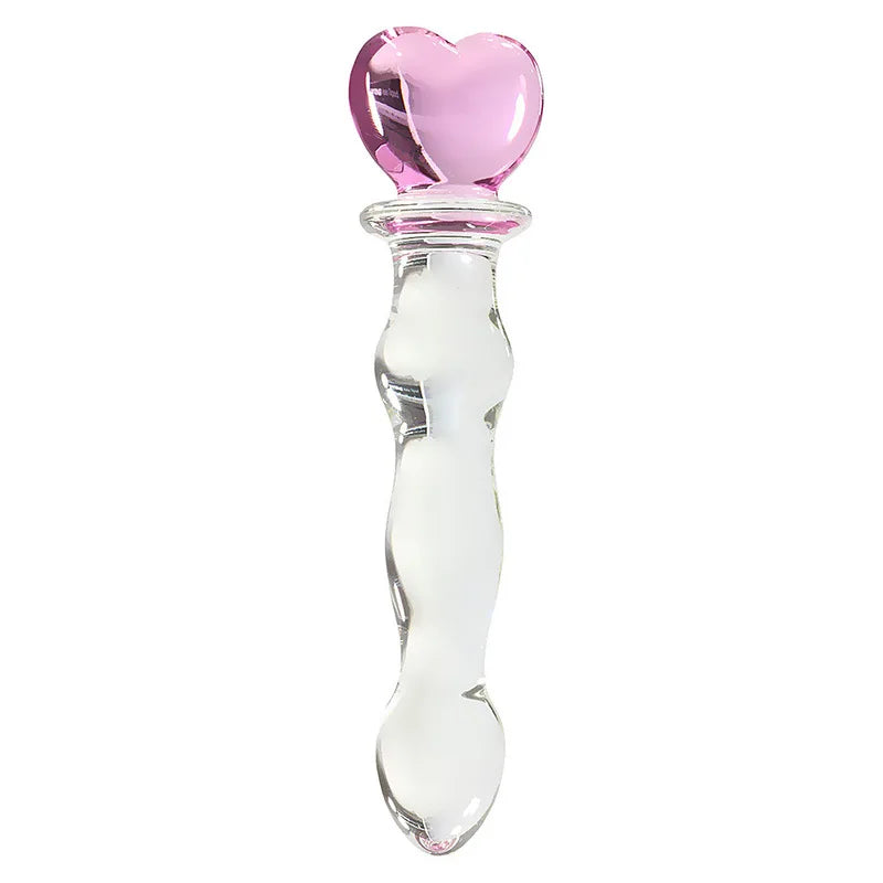 Glass Dildo Crystal Pink Heart Butt Plug