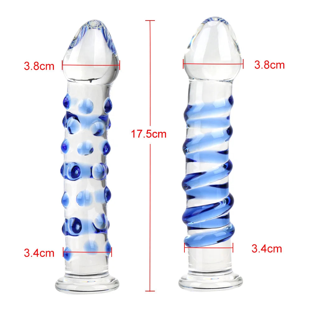 Glass Dildo Vaginal Anal Plug Butt