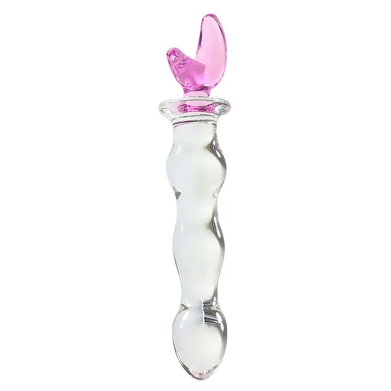 Glass Dildo Crystal Pink Heart Butt Plug