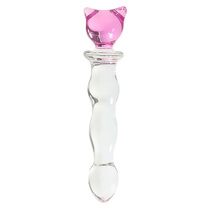 Glass Dildo Crystal Pink Heart Butt Plug