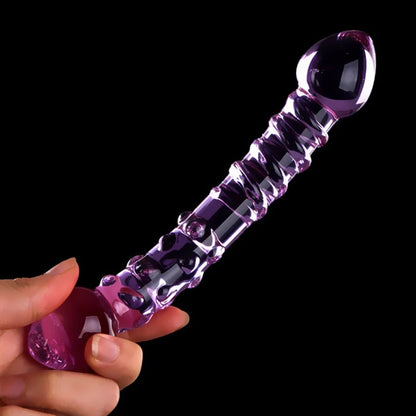 Double Ended Crystal Purple Glass Dildo