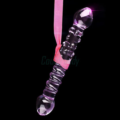 Double Ended Crystal Purple Glass Dildo