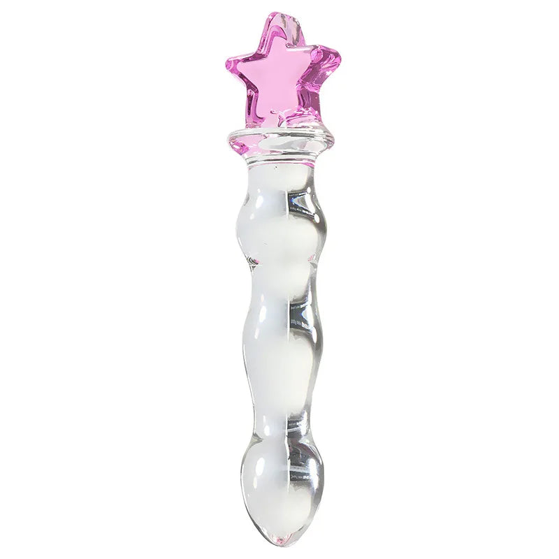 Glass Dildo Crystal Pink Heart Butt Plug