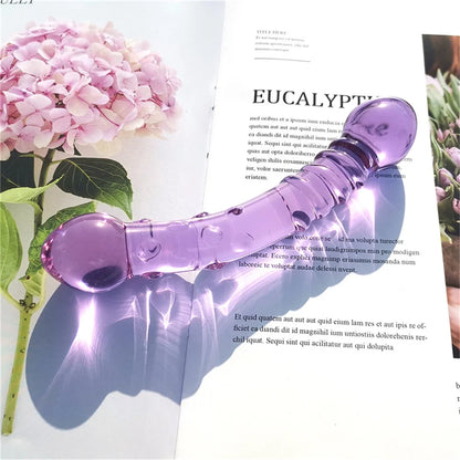 Double Ended Crystal Purple Glass Dildo