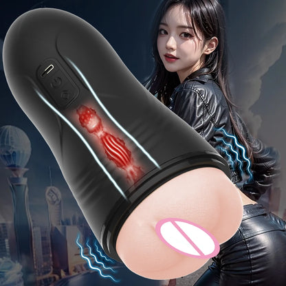 Automatic Male Masturbator Blowjob Vibration Machine Real Vagina Pocket Pussy