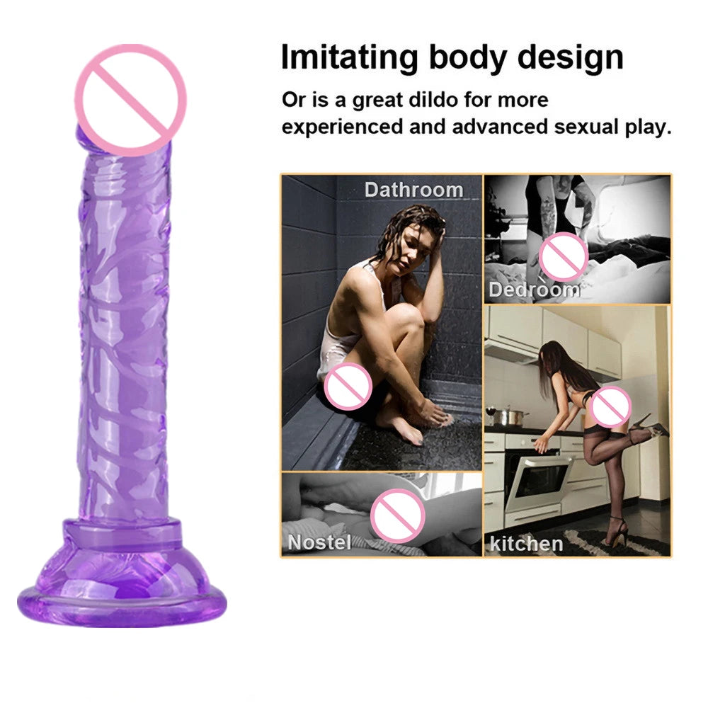 Realistic Penis Dildo Strong Suction Cup Soft Jelly Dildo