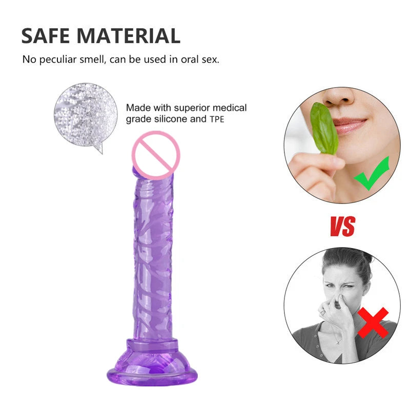 Realistic Penis Dildo Strong Suction Cup Soft Jelly Dildo