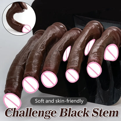 Realistic Long Black Suction Cup Dildo