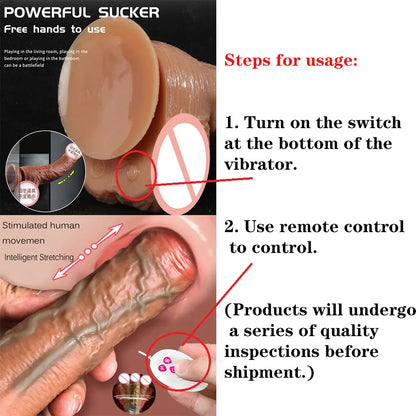 Thrusting Rotation Remote Control Dildo Vibrator