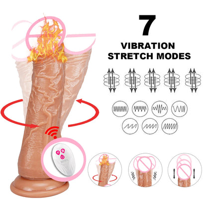 Thrusting Rotation Remote Control Dildo Vibrator