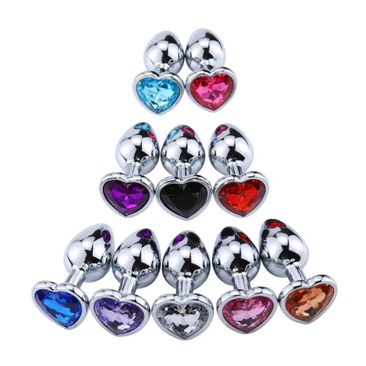 Metal Crystal Heart Shape Butt Plug Dildo